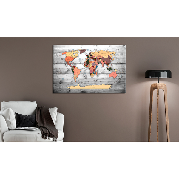 Korkbild Direction World - Kork - Gelb - 60 x 40 cm