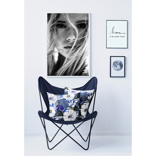 Dekokissen Astrid - Baumwollstoff - Blau - 39 x 39 cm