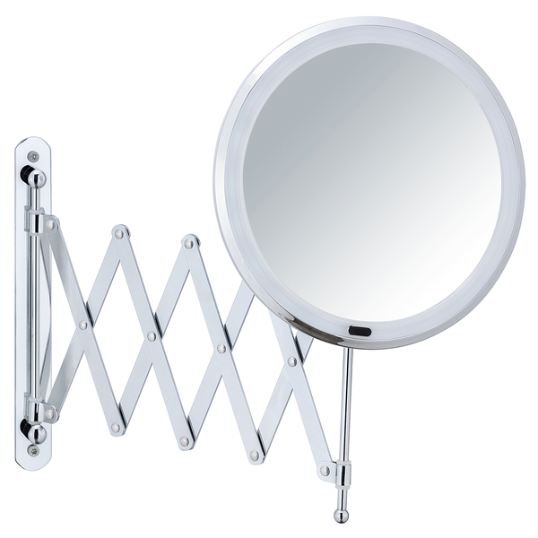 LED Teleskop Wandspiegel Barona - Metall / Spiegelglas - Chrom