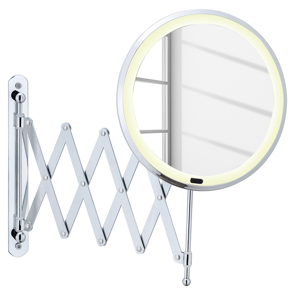 LED Teleskop Wandspiegel Barona - Metall / Spiegelglas - Chrom