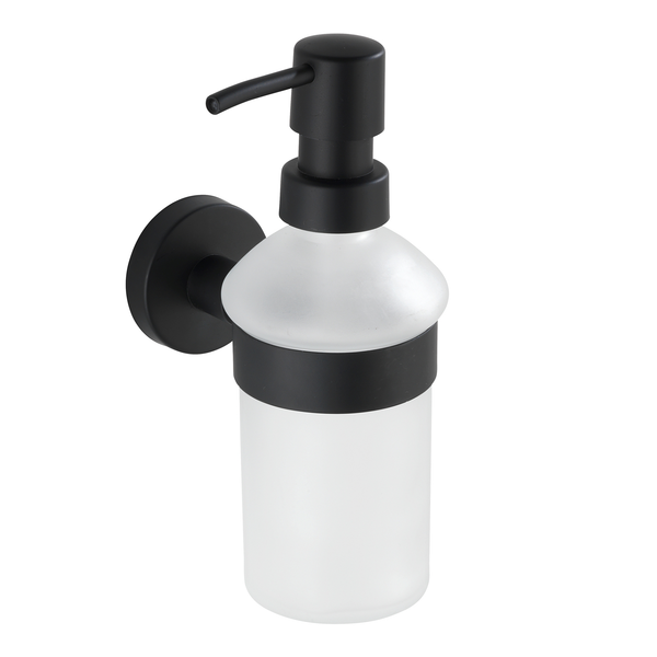 Seifenspender Bosio - Milchglas / Edelstahl - Füllmenge: 200 ml - Schwarz