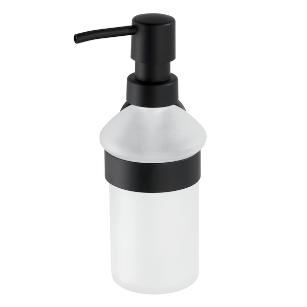 Seifenspender Bosio - Milchglas / Edelstahl - Füllmenge: 200 ml - Schwarz