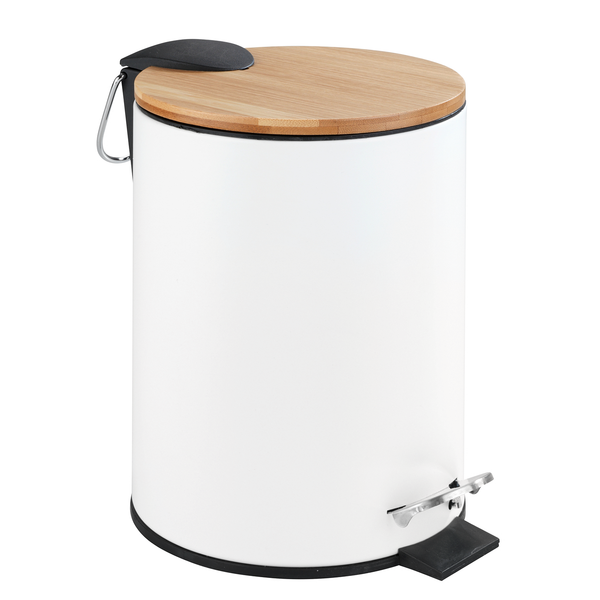 Kosmetik Treteimer Tortona 3L - Metall / Bambus - Weiß / Braun