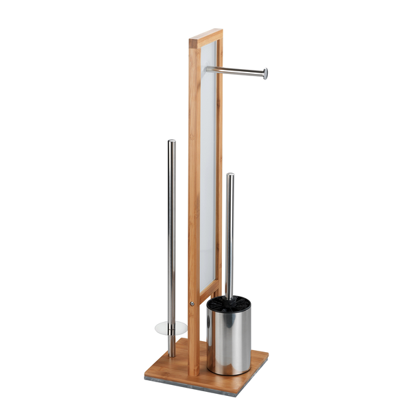 WC-Garnitur Rivalta - Bambus / Glas - Natur / Weiß - Hellbraun