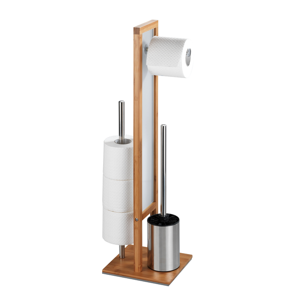 WC-Garnitur Rivalta - Bambus / Glas - Natur / Weiß - Hellbraun