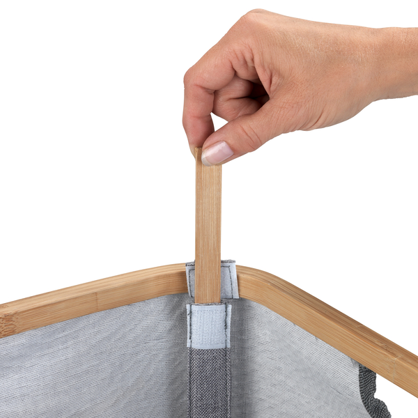 Wäschekorb Bahari - Bambus / Polyester - Braun / Grau
