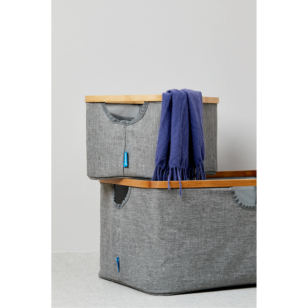 Wäschekorb Bahari - Bambus / Polyester - Braun / Grau