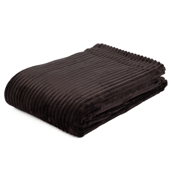 Wohndecke Cord - Polyester - Dunkelbraun