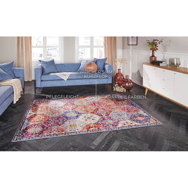 Läufer Kashmir Ghom - Webstoff - Multicolor