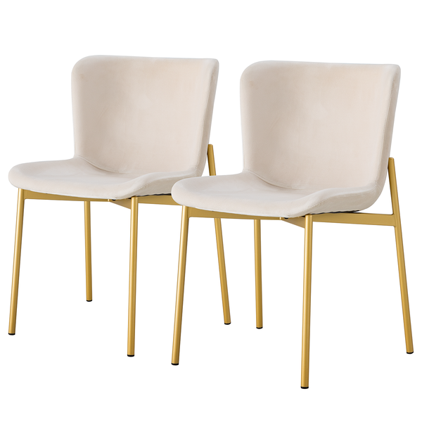 Polsterstuhl MOUZON 2er-Set - Samt Walli: Creme - Gold