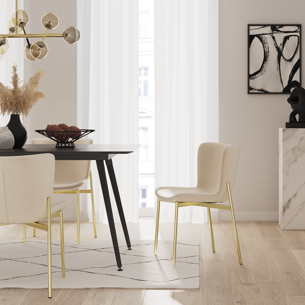 Polsterstuhl MOUZON 2er-Set - Samt Walli: Creme - Gold