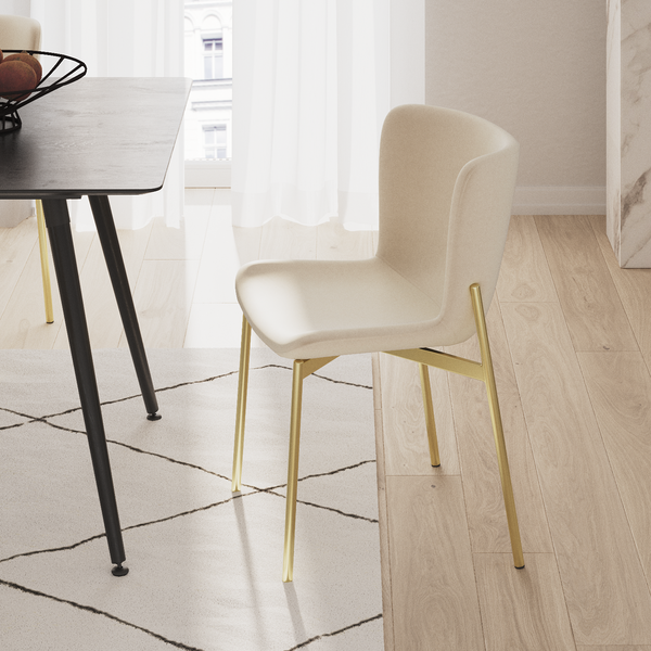 Polsterstuhl MOUZON 2er-Set - Samt Walli: Creme - Gold