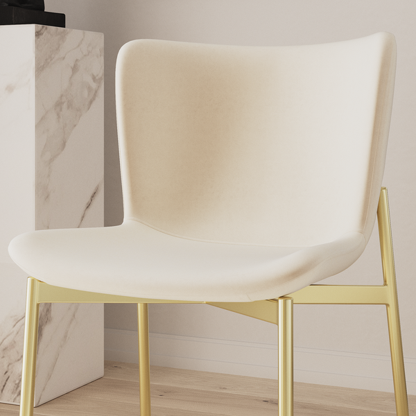 Polsterstuhl MOUZON 2er-Set - Samt Walli: Creme - Gold