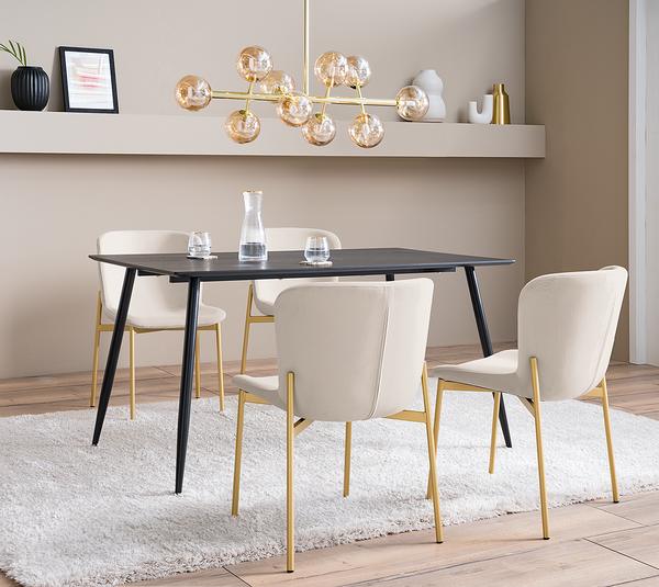 Polsterstuhl MOUZON 2er-Set - Samt Walli: Creme - Gold