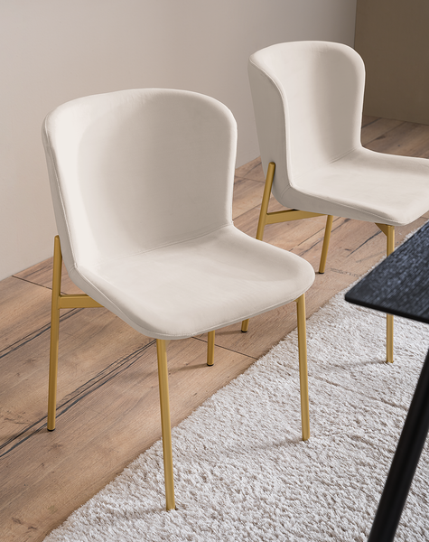 Polsterstuhl MOUZON 2er-Set - Samt Walli: Creme - Gold