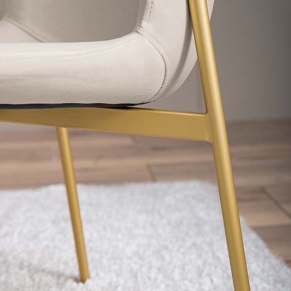 Polsterstuhl MOUZON 2er-Set - Samt Walli: Creme - Gold