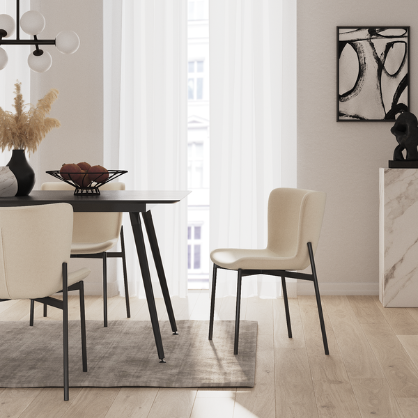 Polsterstuhl MOUZON 2er-Set - Samt Walli: Creme - Schwarz