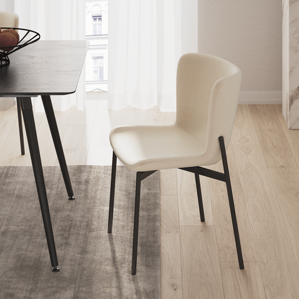 Polsterstuhl MOUZON 2er-Set - Samt Walli: Creme - Schwarz