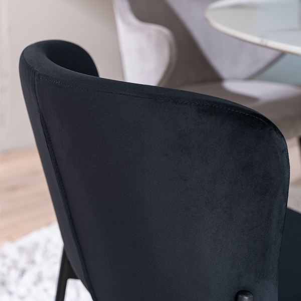 Polsterstuhl MOUZON 2er-Set - Samt Walli: Schwarz - Schwarz