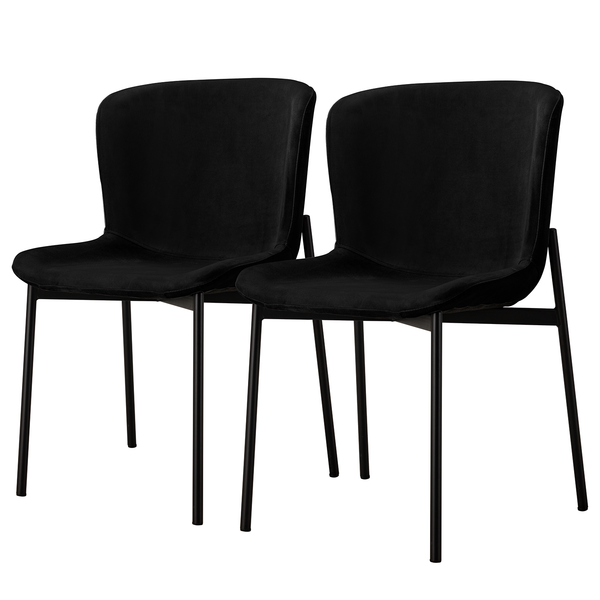 Polsterstuhl MOUZON 2er-Set - Samt Walli: Schwarz - Schwarz