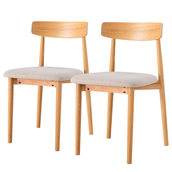 Esszimmerstuhl Lolif 2er-Set - Webstoff / Eiche massiv - Beige / Eiche - Eiche Hell