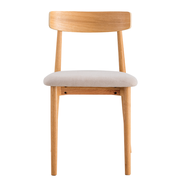 Esszimmerstuhl Lolif 2er-Set - Webstoff / Eiche massiv - Beige / Eiche - Eiche Hell