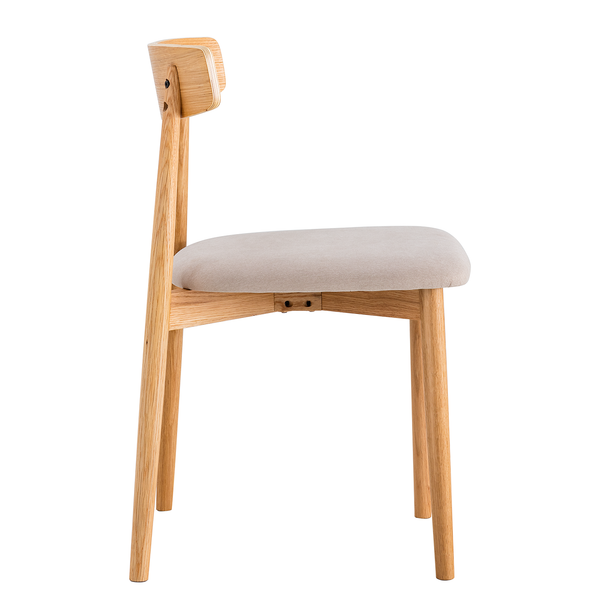 Esszimmerstuhl Lolif 2er-Set - Webstoff / Eiche massiv - Beige / Eiche - Eiche Hell