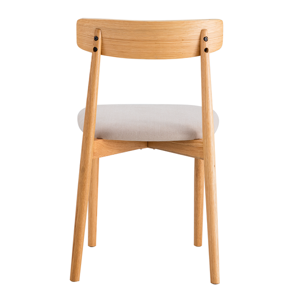 Esszimmerstuhl Lolif 2er-Set - Webstoff / Eiche massiv - Beige / Eiche - Eiche Hell