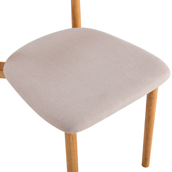 Esszimmerstuhl Lolif 2er-Set - Webstoff / Eiche massiv - Beige / Eiche - Eiche Hell