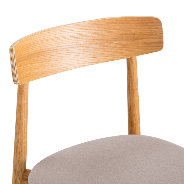 Esszimmerstuhl Lolif 2er-Set - Webstoff / Eiche massiv - Beige / Eiche - Eiche Hell