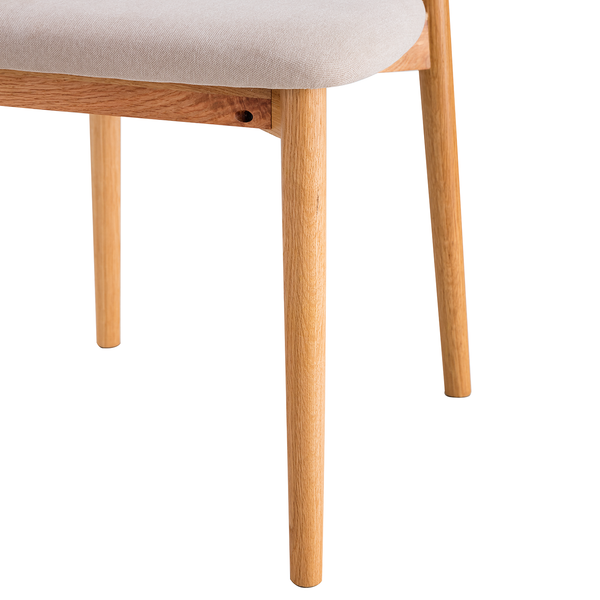 Esszimmerstuhl Lolif 2er-Set - Webstoff / Eiche massiv - Beige / Eiche - Eiche Hell