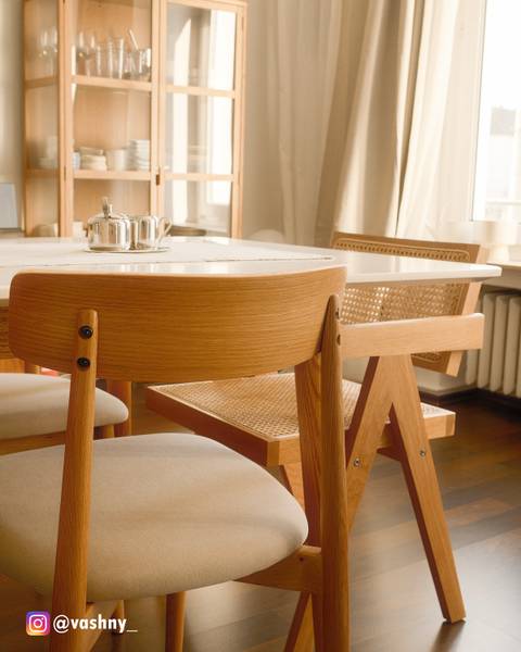 Esszimmerstuhl Lolif 2er-Set - Webstoff / Eiche massiv - Beige / Eiche - Eiche Hell