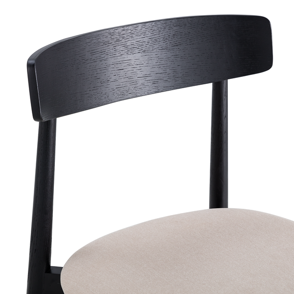 Esszimmerstuhl Lolif 2er-Set - Webstoff / Eiche massiv - Beige / Schwarz - Schwarz