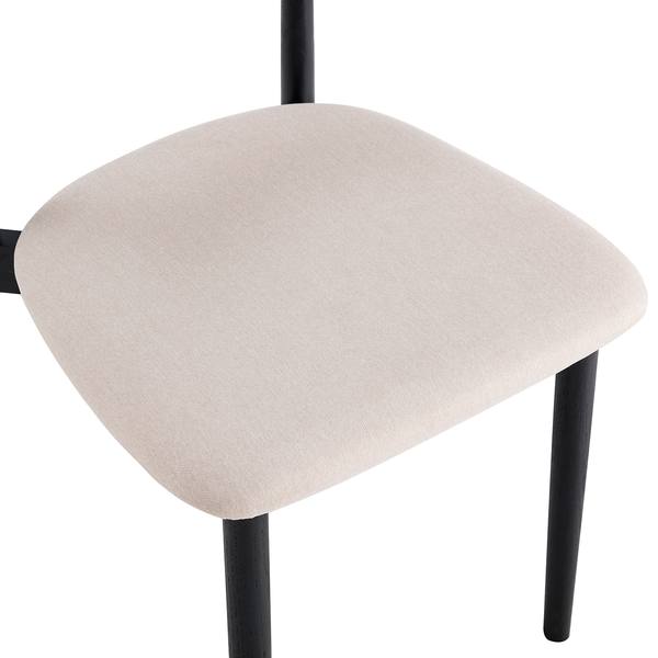 Esszimmerstuhl Lolif 2er-Set - Webstoff / Eiche massiv - Beige / Schwarz - Schwarz