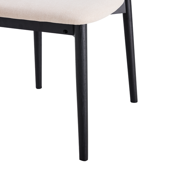 Esszimmerstuhl Lolif 2er-Set - Webstoff / Eiche massiv - Beige / Schwarz - Schwarz