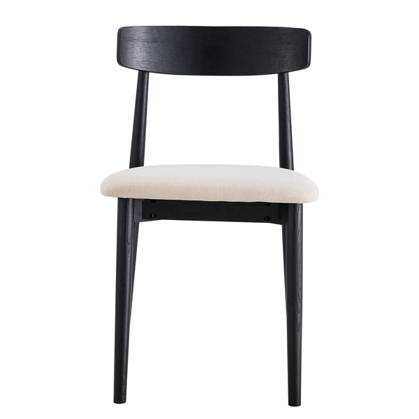 Esszimmerstuhl Lolif 2er-Set - Webstoff / Eiche massiv - Beige / Schwarz - Schwarz