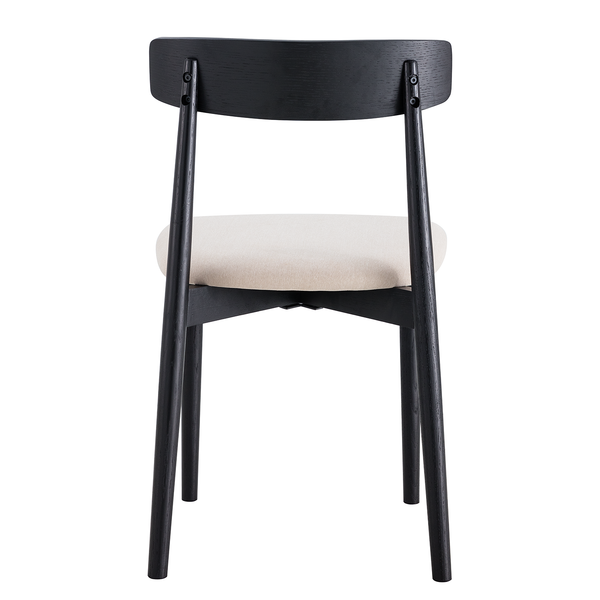 Esszimmerstuhl Lolif 2er-Set - Webstoff / Eiche massiv - Beige / Schwarz - Schwarz