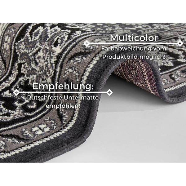 Kurzflorteppich Skazar Isfahan - Polypropylen - Dunkelgrau - 80 x 150 cm