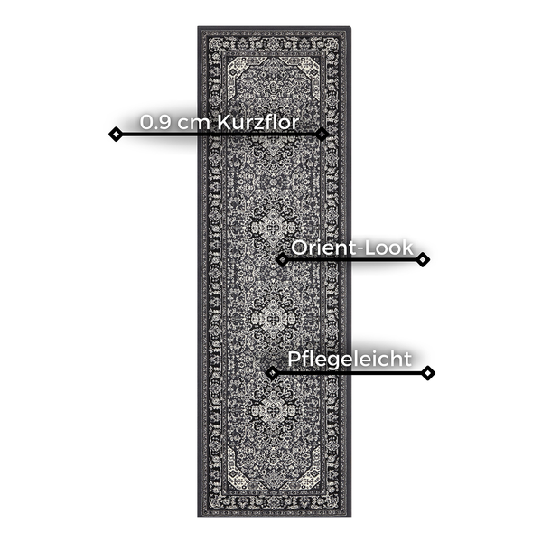 Kurzflorteppich Skazar Isfahan - Polypropylen - Dunkelgrau - 80 x 150 cm