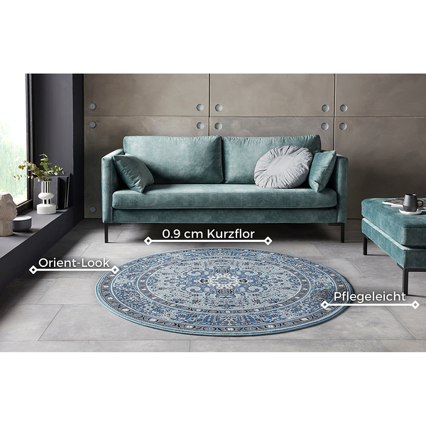 Läufer Skazar Isfahan - Polypropylen - Himmelblau