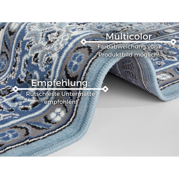 Läufer Skazar Isfahan - Polypropylen - Himmelblau