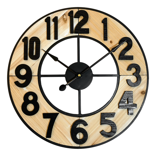 Wanduhr WT 1610 - Holz / Aluminium - Braun / Schwarz