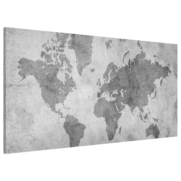 Magnettafel Vintage Weltkarte II - Stahl / Vinyl-Spezialfolie - Grau