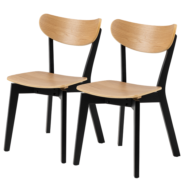 Esszimmerstuhl Rigby (2er-Set) - Echtholz Furnier / Gummibaum massiv - Eiche / Schwarz