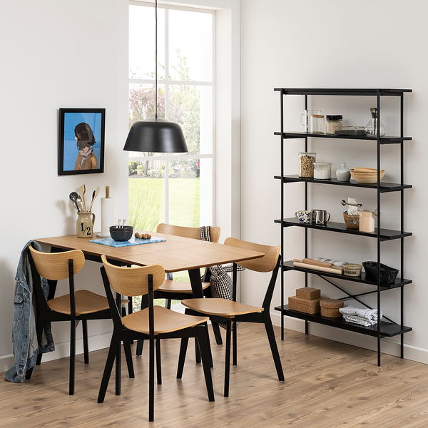 Esszimmerstuhl Rigby (2er-Set) - Echtholz Furnier / Gummibaum massiv - Eiche / Schwarz
