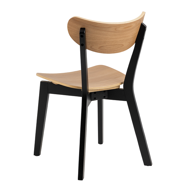 Esszimmerstuhl Rigby (2er-Set) - Echtholz Furnier / Gummibaum massiv - Eiche / Schwarz