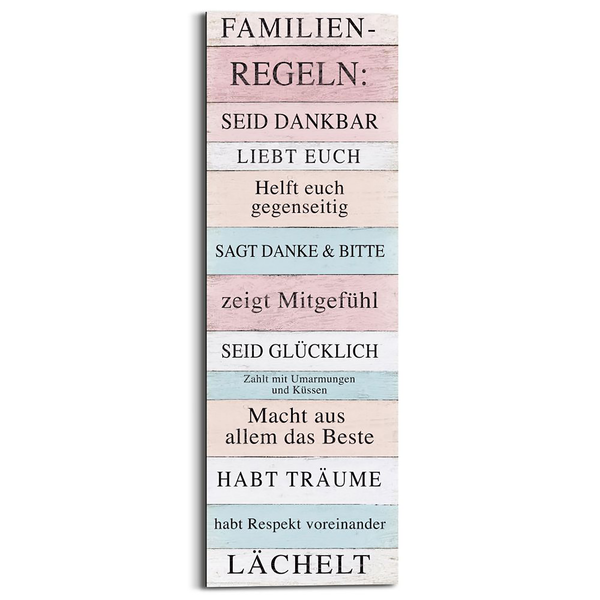 Wandbild Familienregeln - Pink