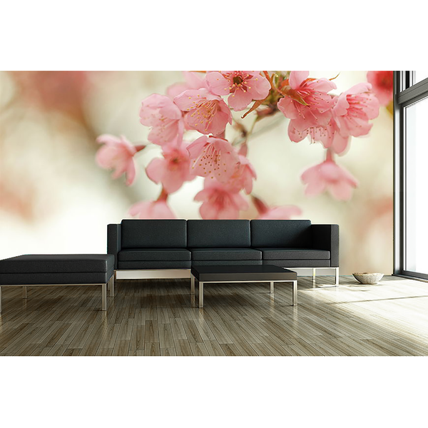 Vliestapete Cherry Blossoms - Vliestapete - Pink / Beige - 300 x 200 cm