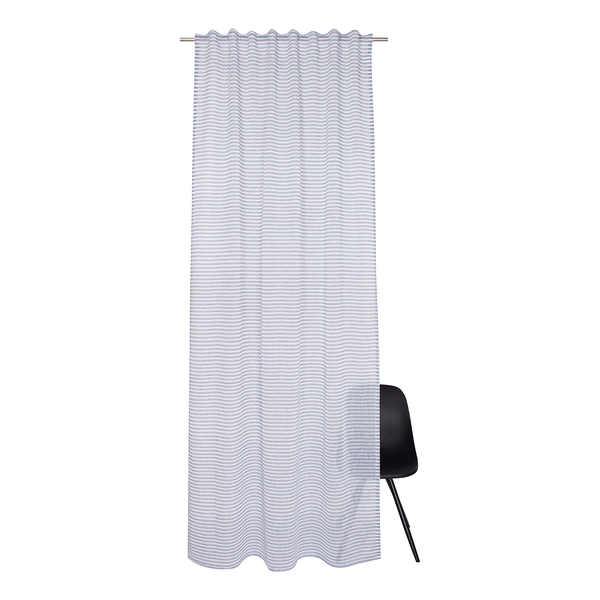 Fertiggardine Natural Stripe - Polyester / Leinen - Marineblau