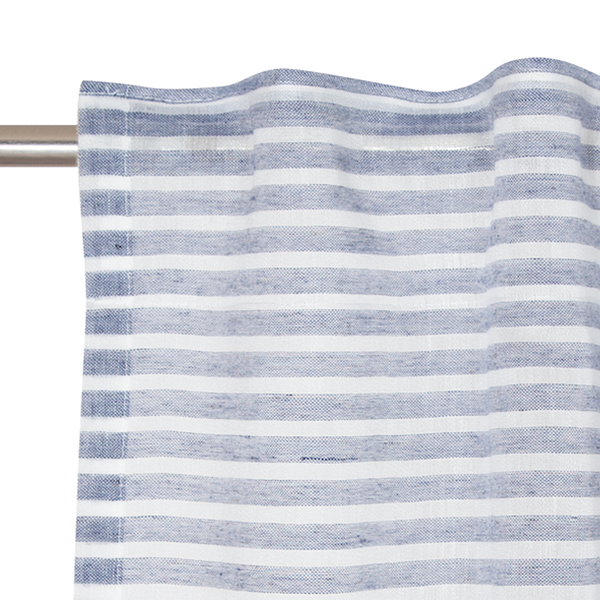 Fertiggardine Natural Stripe - Polyester / Leinen - Marineblau